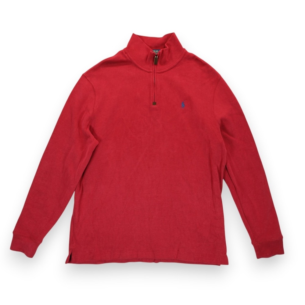 Polo Ralph Lauren Men's 1/4 Zip Pullover Sweater Red Size XL ~ Long Sleeve